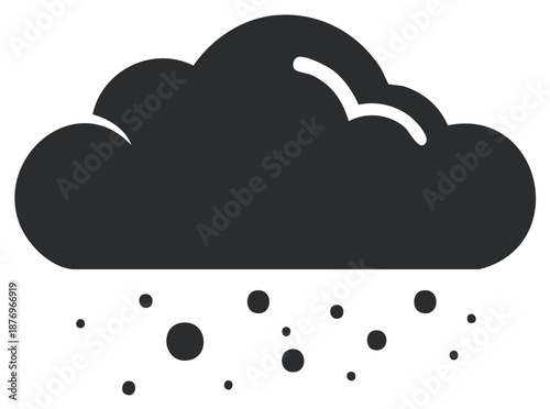 Hailstorm weather forecast icon. Simple flat vector graphic of a dark cloud with falling sleet or ice pellets.