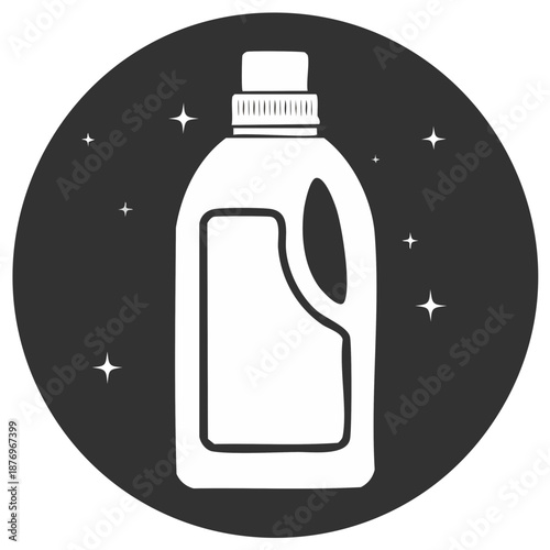 Household cleaner product bottle with shiny sparkling effect vector illustration