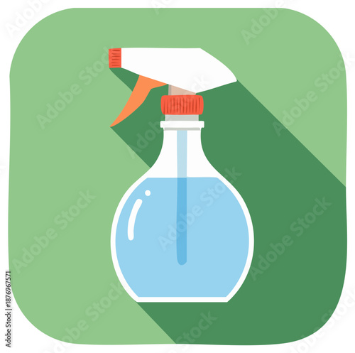 Cleaning Spray Bottle Flat Vector Art Illustration Design Long Shadow