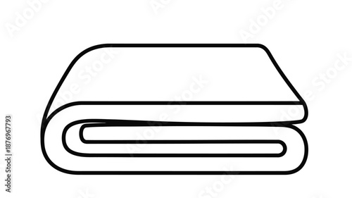 A simple black and white line drawing of a neatly folded towel or cloth item