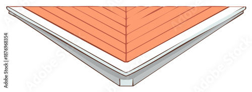 Salmon fillet slice in a triangular presentation on a white background