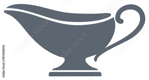 Simple grey gravy boat illustration elegant design on white background