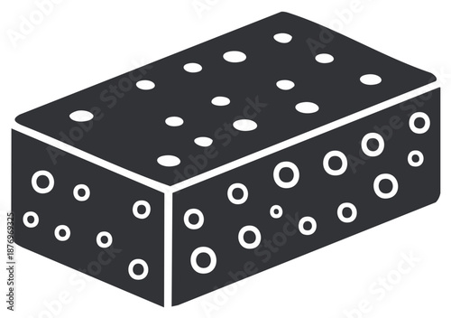 Simple Illustration of Swiss Cheese Block with Holes, Vector Design