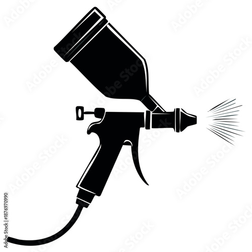 Spray gun silhouette isolated on white for painting, coating, cleaning, vector industrial tool