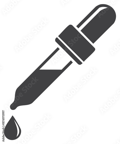 Dropper with liquid drop falling laboratory tool icon