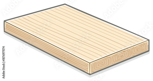 Illustration of a light colored wooden plank with visible grain patterns and layers