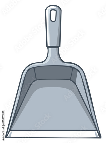 Simple grey household dustpan cartoon illustration for cleaning chores