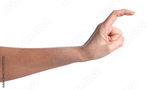 Wallpaper Mural Woman touching something on white background, closeup Torontodigital.ca