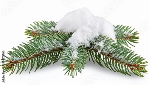 Christmas Tree Branch Iwith Snow Solated