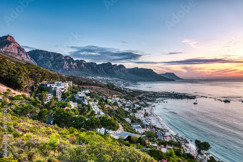 Wallpaper Mural Cape Town Sunset over Camps Bay Beach with Table Mountain and Twelve Apostles in the Background Torontodigital.ca