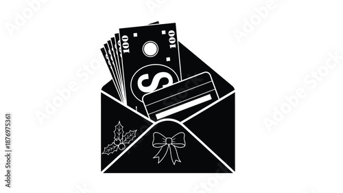 Money and credit card tucked inside an envelope suggesting a financial transaction or gift