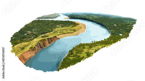 Triple Frontier. Triple Frontier hand drawn watercolor illustration