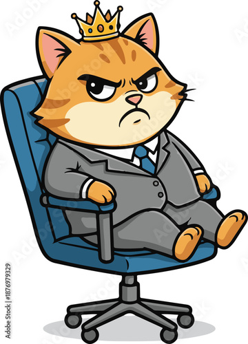 Cute Angry Puffed Up Orange Cat Cartoon