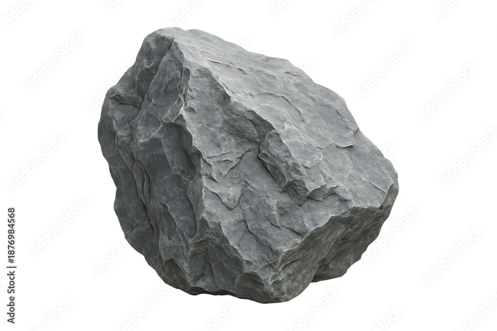 Obraz premium Realistic gray rock formation with detailed textures ideal for digital environments on transparent background