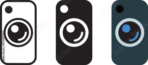 Smartphone camera icon set flat vector illustration technology digital photography equipment graphic symbol