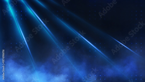 reflection of neon lights, a searchlight, smoke. Abstract light in a dark empty street with smoke, smog. Dark background scene of empty street, night view, night city.