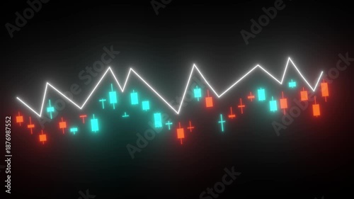 Stock Market Analysis: Illustrative representation of stock market data with rising and falling trends displayed as vibrant light trails.