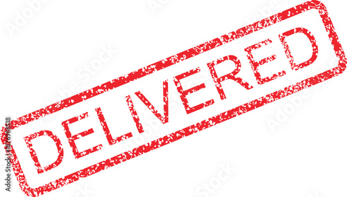 Delivered Stamp - Red Rubber Stamp Impression Indicating Successful Delivery or Completion of a Task