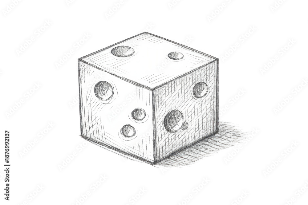 Obraz premium Sketch of Swiss Cheese Cube on transparent background illustration
