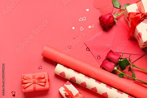 Valentine's Day flat lay wi...