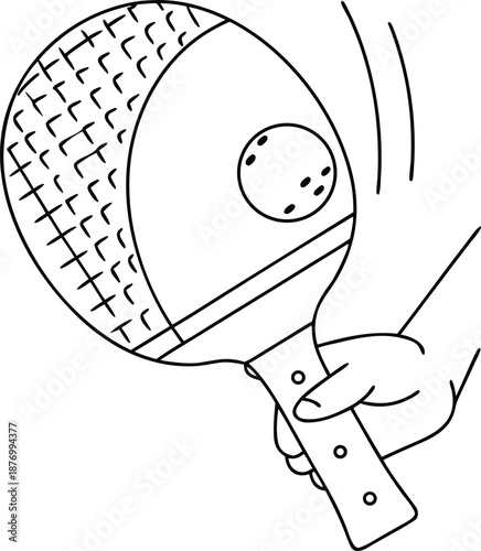 Paddle Ball Game Illustration With Hand And Rubber Ball