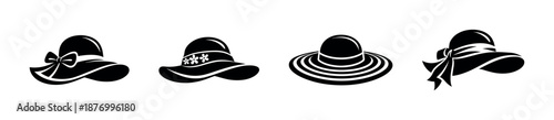 Vintage hat vector icons set: classic, elegant, retro headwear silhouettes