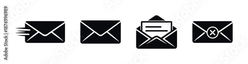 Envelope vector icons set, mail symbols, message design in flat style