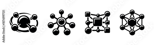 Connection and technology network vector icons set - digital links and data symbols