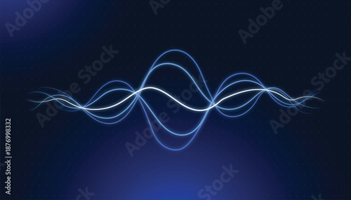 Futuristic AI voice wave on dark background digital sound frequency line