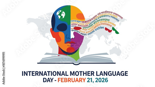 Vibrant illustration celebrating International Mother Language Day on February 21