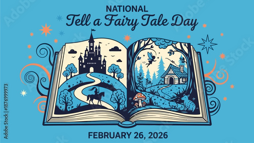 National Tell a Fairy Tale Day on February 26, 2026, illustration