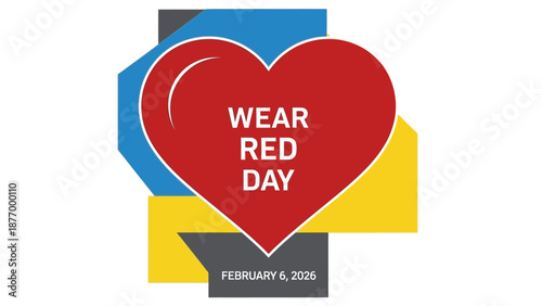 Heartfelt Wear Red Day graphic for February 6, 2026 awareness campaign