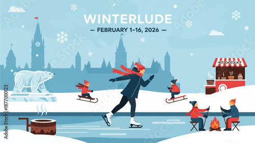 Winterlude festival in Ottawa with ice skating and hot chocolate