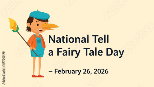 Whimsical girl celebrating National Tell a Fairy Tale Day with torch