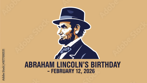 Abraham Lincoln portrait on tan background with birthday text
