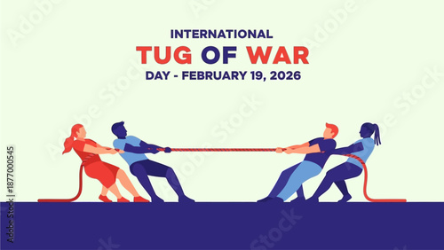 People playing tug of war on International Tug of War Day