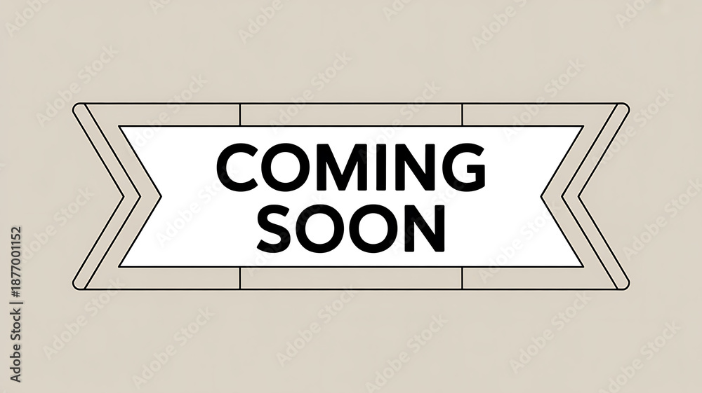 Obraz premium Coming soon promotional banner illustration on beige background