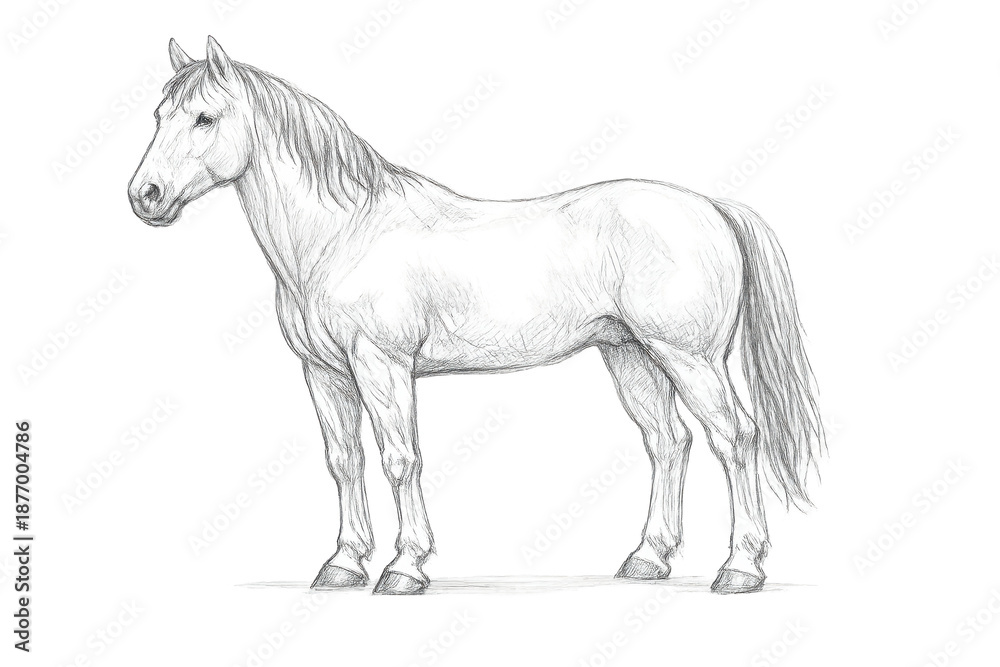 custom made wallpaper toronto digitalHorse Drawing, Sketch Style with a transparent background, illustration.