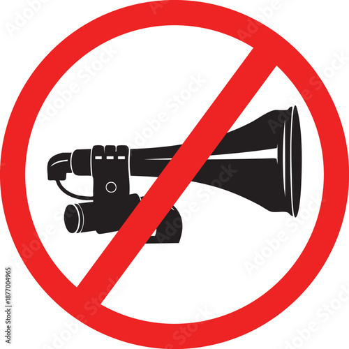 No honking sign prohibition symbol of a car horn vector illustration for quiet zones and traffic regulations
