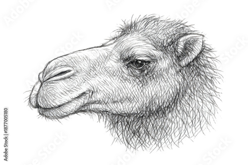 Detailed Camel Drawing on a transparent background with a black space.
