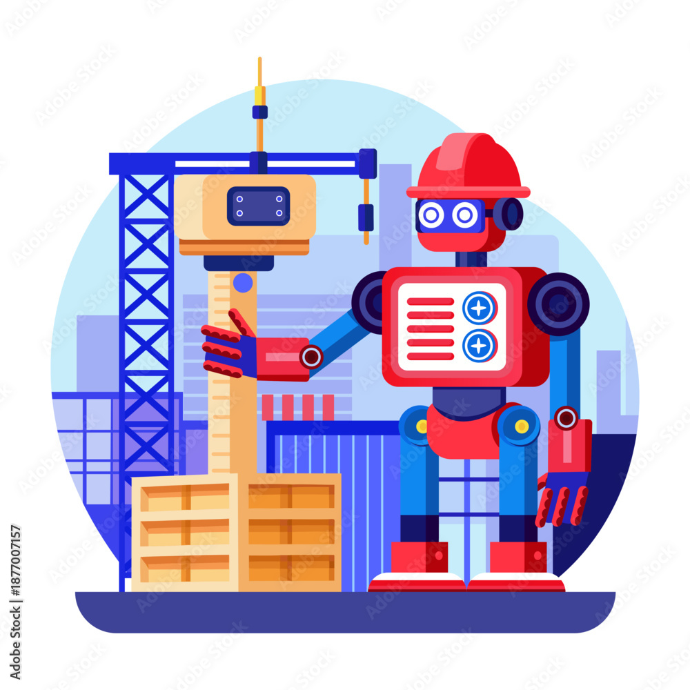 Fototapeta premium A flat style illustration depicting robotic engineering