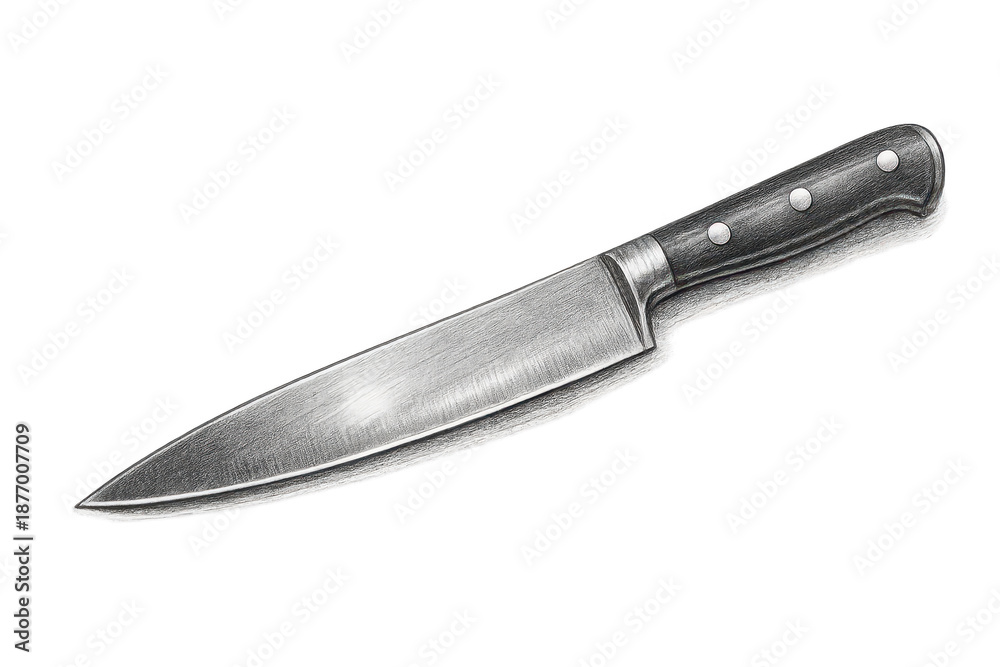 Fototapeta premium A Sharp Kitchen Knife Illustration with a transparent background image.