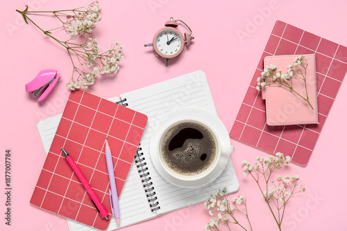 Cup of coffee with notebook...