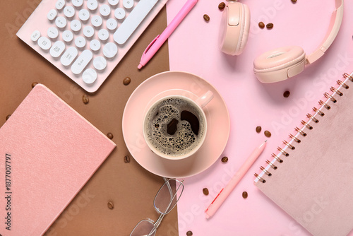 Cup of coffee with notebook...