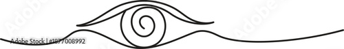 Modern single line illustration clean outline style with spiral interior pupil design
