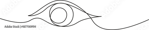 Eye continuous one line drawing minimalist outline illustration of a wide open pupil and iris