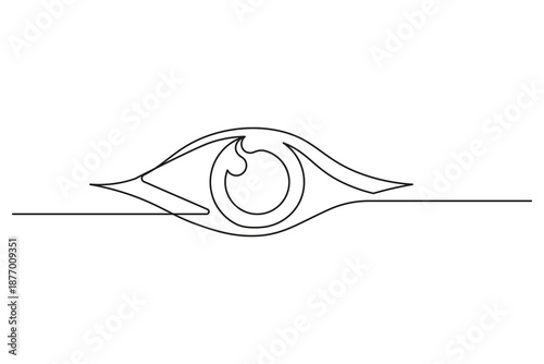 Clean eye continuous one line outline illustration of a focused and watchful human iris