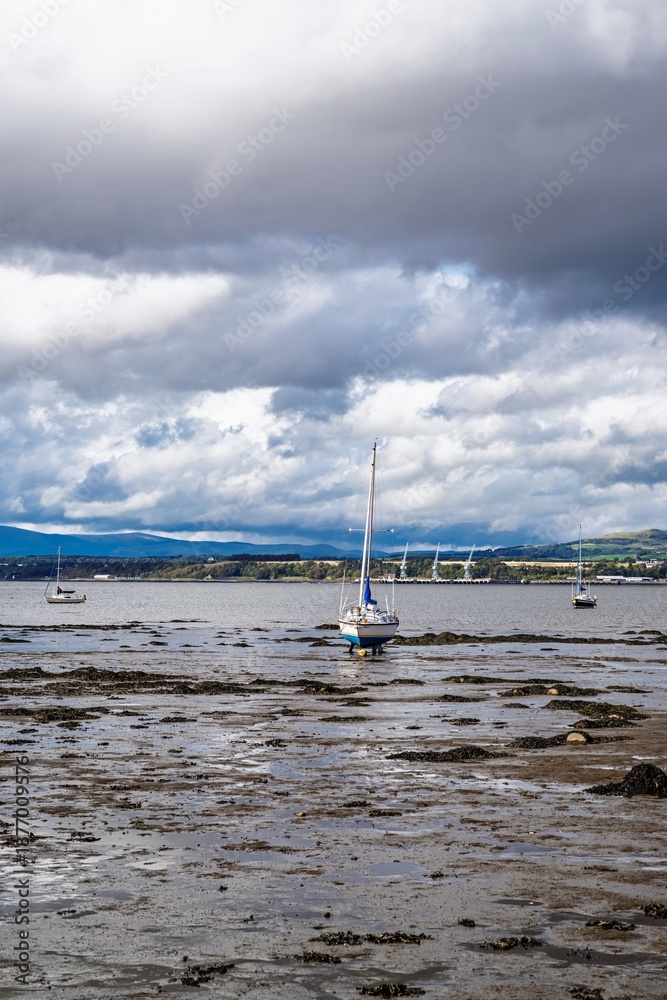 Fototapeta premium Forth Estuary over Blackness Castle, Blackness, Scotland, UK