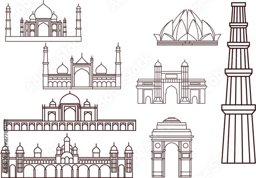 vector set of landmarks of asia 