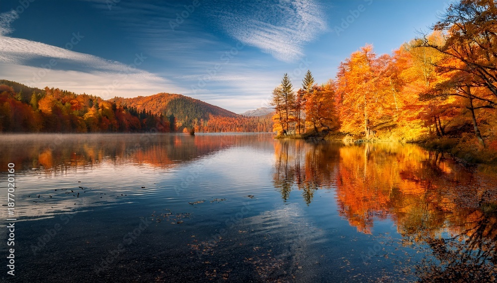 Obraz premium Autumn Landscape With Trees And Lake